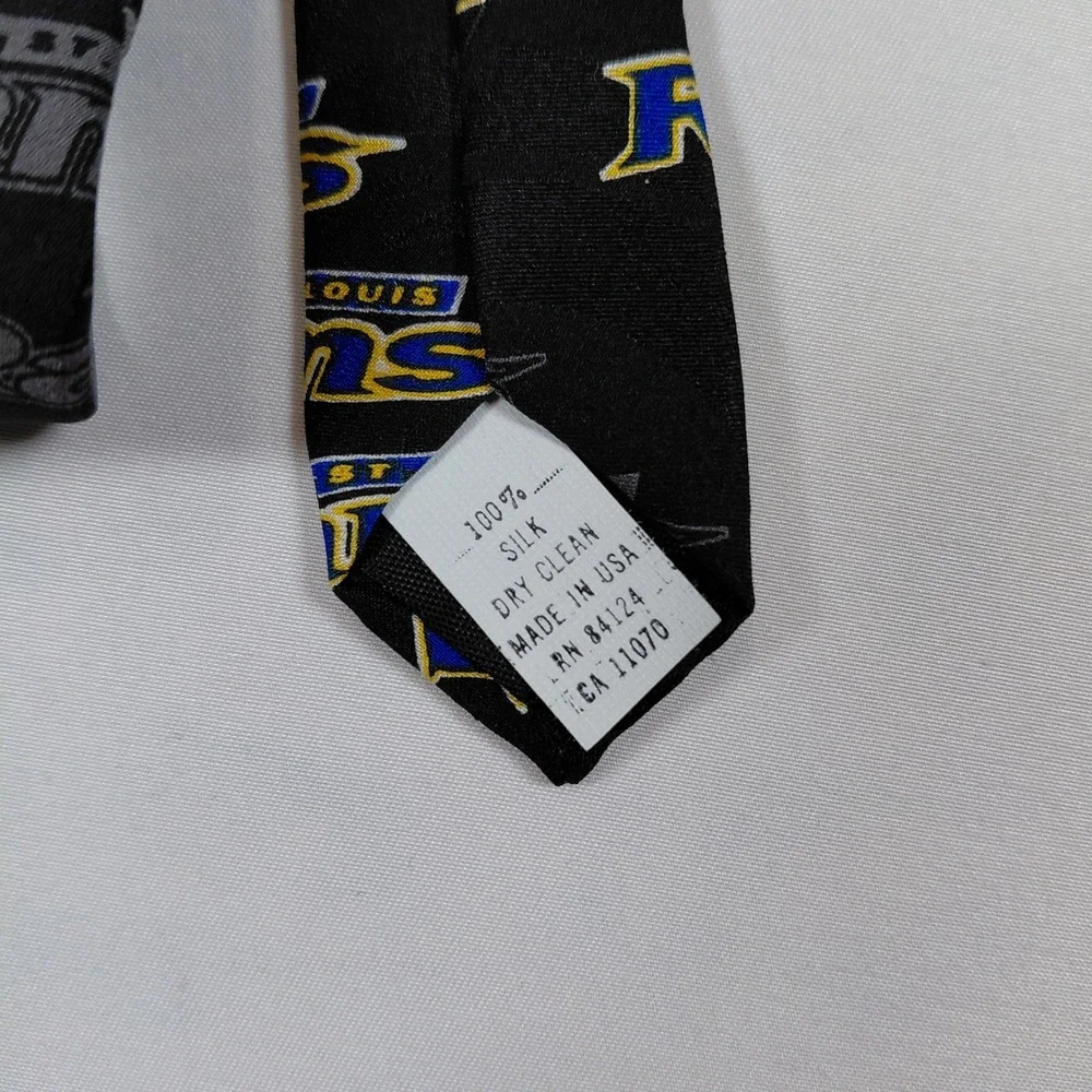 Vintage 1998 St Louis Rams NFL Silk‎ Necktie Black Helmet Logo Ralph Marlin NWT